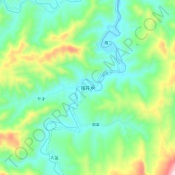 南开乡 topographic map, elevation, terrain