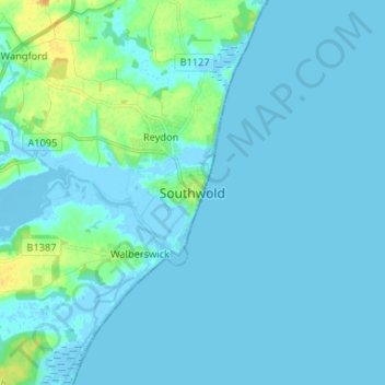 Southwold topographic map, elevation, terrain