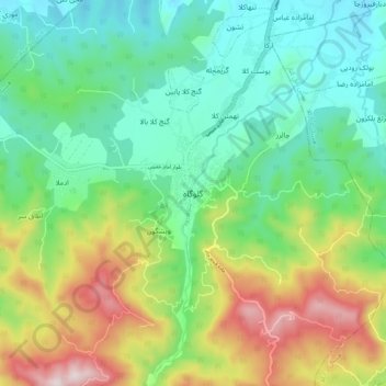 Galugah topographic map, elevation, terrain