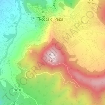Monte Cavo topographic map, elevation, terrain