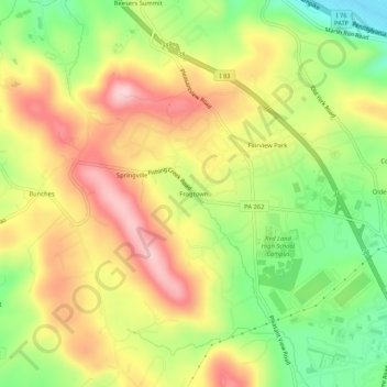 Frogtown topographic map, elevation, terrain