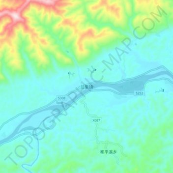 兰里镇 topographic map, elevation, terrain