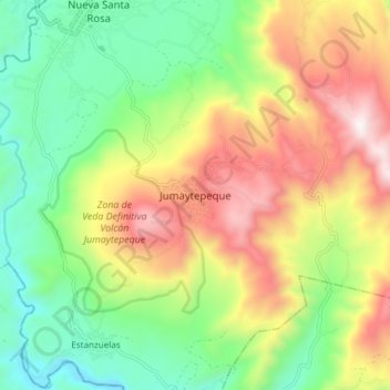 Jumaytepeque topographic map, elevation, terrain