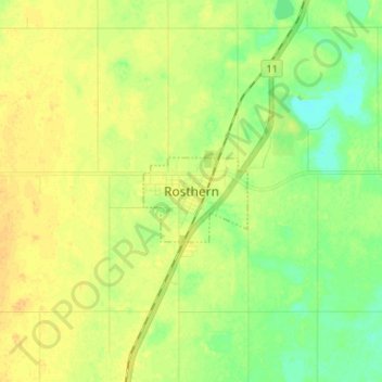 Rosthern topographic map, elevation, terrain