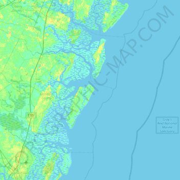 Blackbeard Island topographic map, elevation, terrain