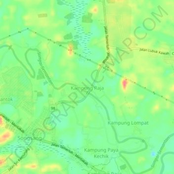 Kampung Raja topographic map, elevation, terrain