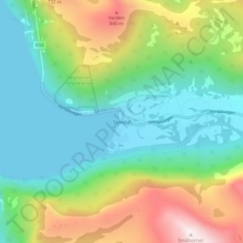 Stordal topographic map, elevation, terrain