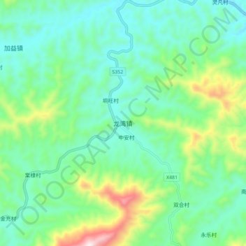 龙湾镇 topographic map, elevation, terrain