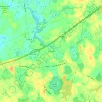 Cole Mill topographic map, elevation, terrain