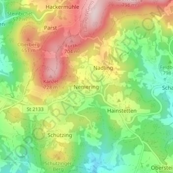 Nemering topographic map, elevation, terrain