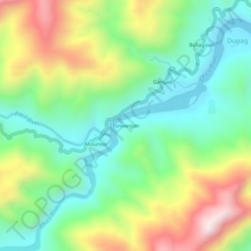Tomiangan topographic map, elevation, terrain