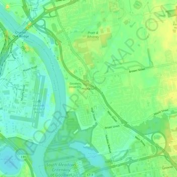 Hockanum topographic map, elevation, terrain