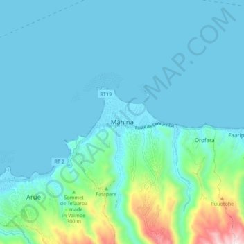 Māhina topographic map, elevation, terrain