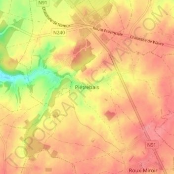 Piétrebais topographic map, elevation, terrain