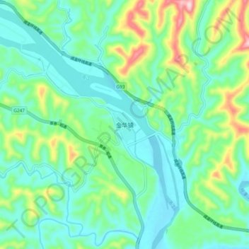 金华镇 topographic map, elevation, terrain