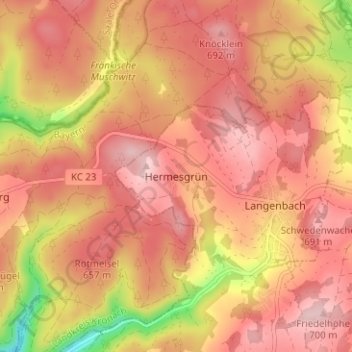 Hermesgrün topographic map, elevation, terrain