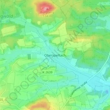 Oberspeltach topographic map, elevation, terrain