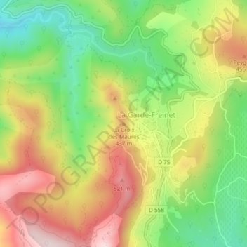 La Croix des Maures topographic map, elevation, terrain
