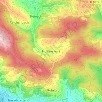 Hößlinswart topographic map, elevation, terrain