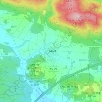 Etsdorf topographic map, elevation, terrain