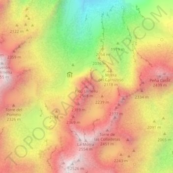 Pico Urriellu topographic map, elevation, terrain