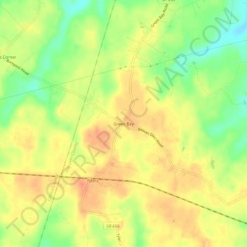 Green Bay topographic map, elevation, terrain