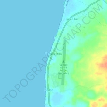 Tanggetada topographic map, elevation, terrain