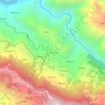 Basantpur topographic map, elevation, terrain
