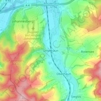 Unterhaun topographic map, elevation, terrain