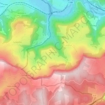 Verteilhac topographic map, elevation, terrain