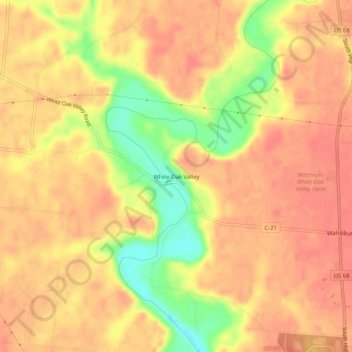 White Oak Valley topographic map, elevation, terrain