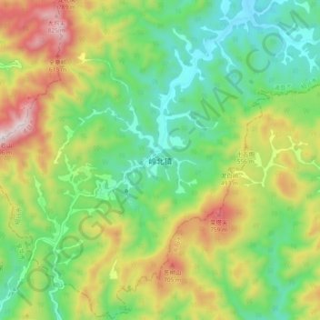 岭北镇 topographic map, elevation, terrain