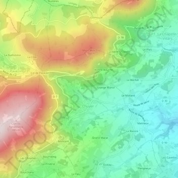 Valansgny topographic map, elevation, terrain