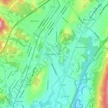 Allegheny Furnace topographic map, elevation, terrain