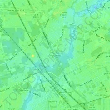 Carver Manor topographic map, elevation, terrain