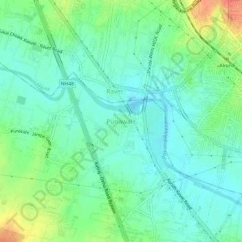 Punawale topographic map, elevation, terrain