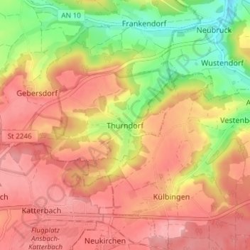 Thurndorf topographic map, elevation, terrain