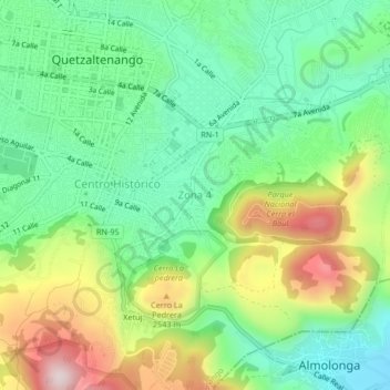 Zona 4 topographic map, elevation, terrain