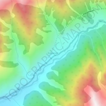Gagangir topographic map, elevation, terrain