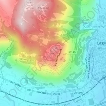 Monte Cassino topographic map, elevation, terrain