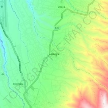 Yaruquí topographic map, elevation, terrain