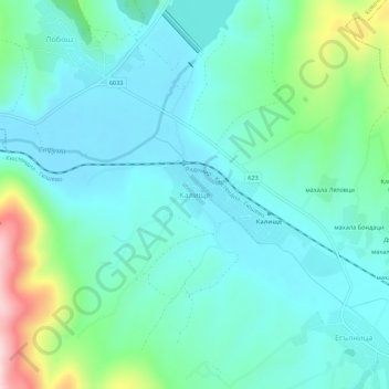 Kalishte topographic map, elevation, terrain