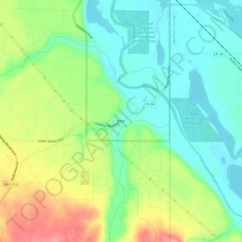 Etter topographic map, elevation, terrain
