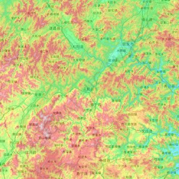 Yunhe topographic map, elevation, terrain