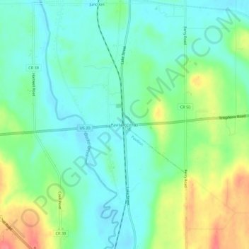 Pavilion Center topographic map, elevation, terrain