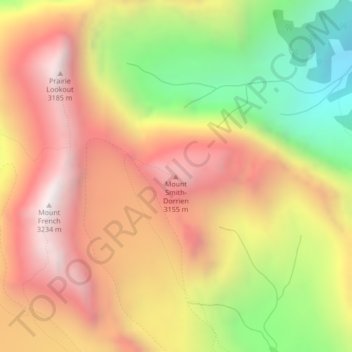 Mount Smith-Dorrien topographic map, elevation, terrain