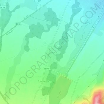 Ostrov topographic map, elevation, terrain