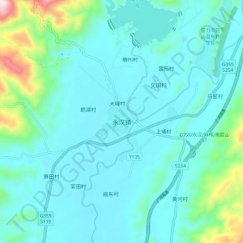 永汉镇 topographic map, elevation, terrain