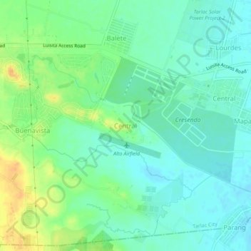 Central topographic map, elevation, terrain