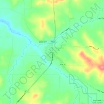 Cataract topographic map, elevation, terrain